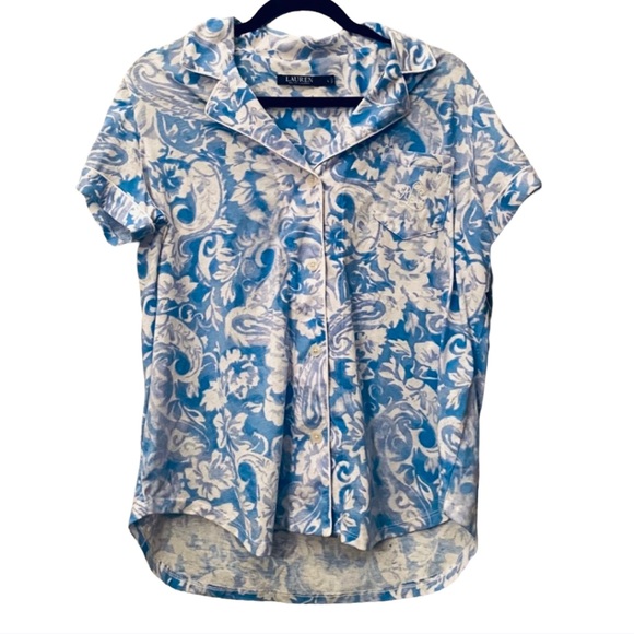 Lauren Ralph Lauren Pajama Top Blue Large NWOT - Picture 1 of 1